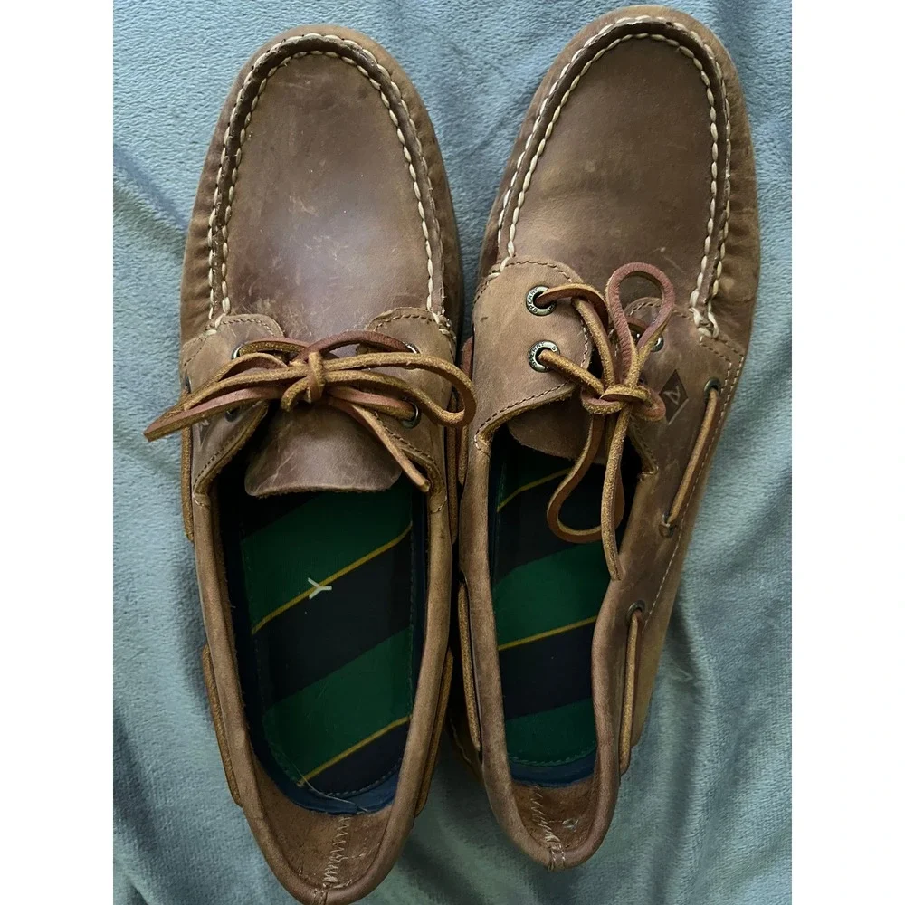 Sperry Top-Sider 2-Eye Tan Leather Boat Shoes Mens 10M Non Marking
